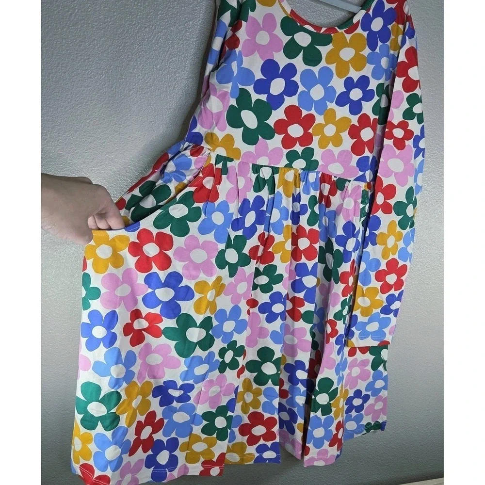 Hanna Andersson Floral Dress Girls‎ 10 140 NWT Colorful Flower Print Skater